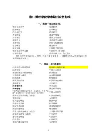 浙江财经大学学术期刊定级标准