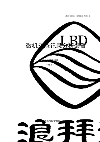 浪拜迪微机动态记录分析装置技术使用说明书V2.1标