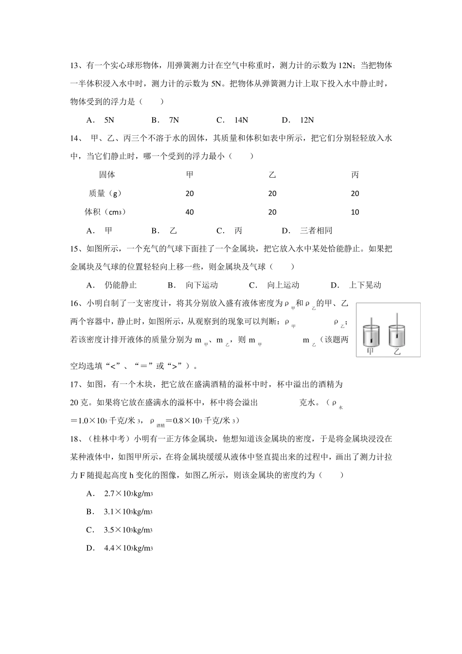 浮力(易错题)后附答案_第3页