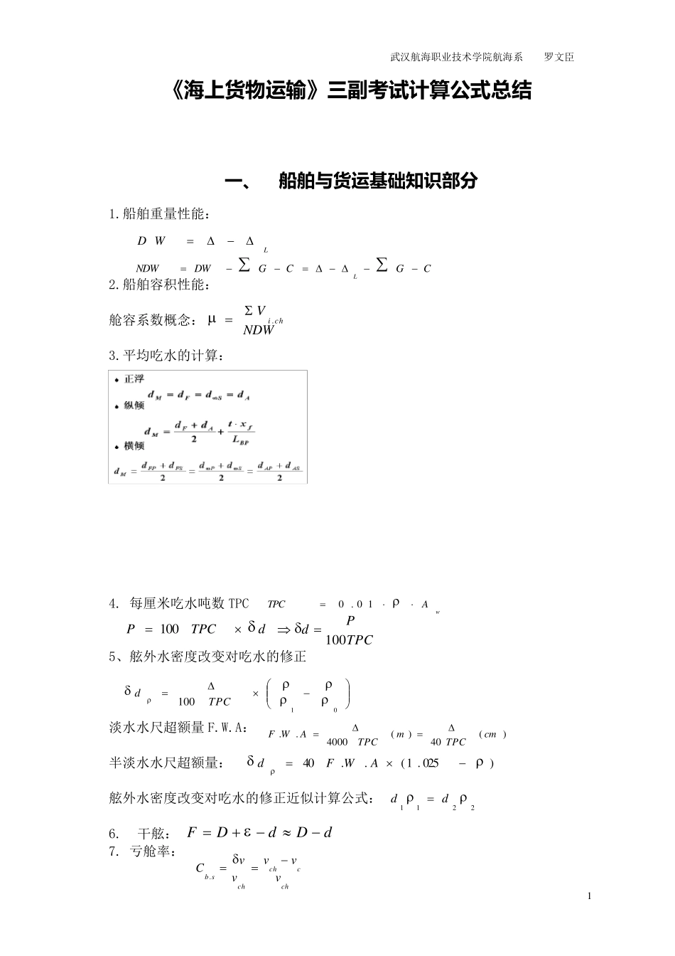 海上货物运输公式总结_第1页