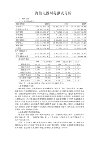 海信财务报表分析