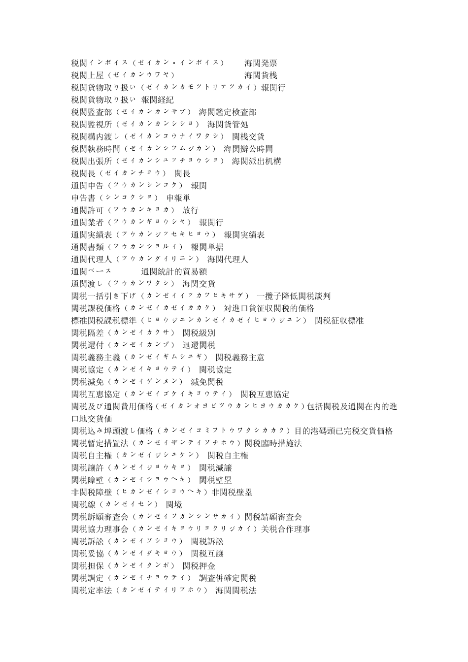 海关报关通关用日语_第1页
