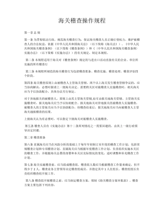 海关稽查操作规程