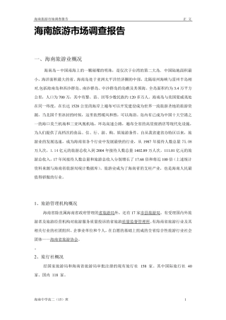 海南旅游市场调查报告
