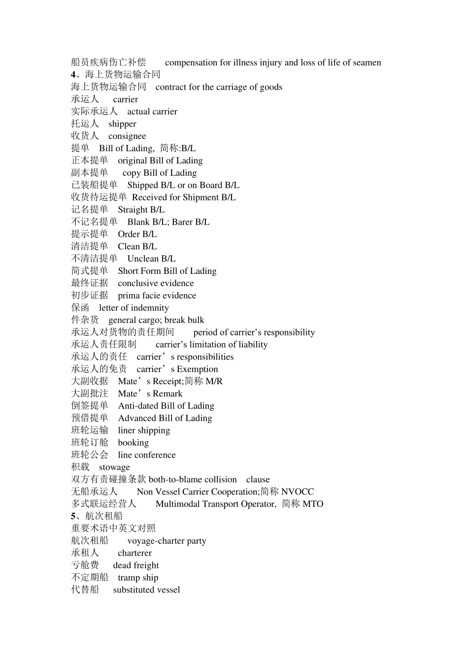 海商法术语中英对照_第2页
