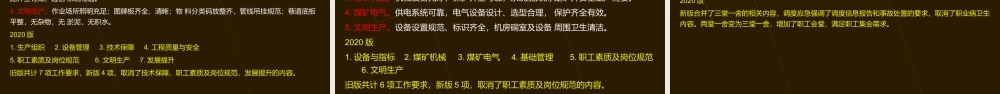 2024版煤矿安全生产标准化新旧对比-标准培训课件