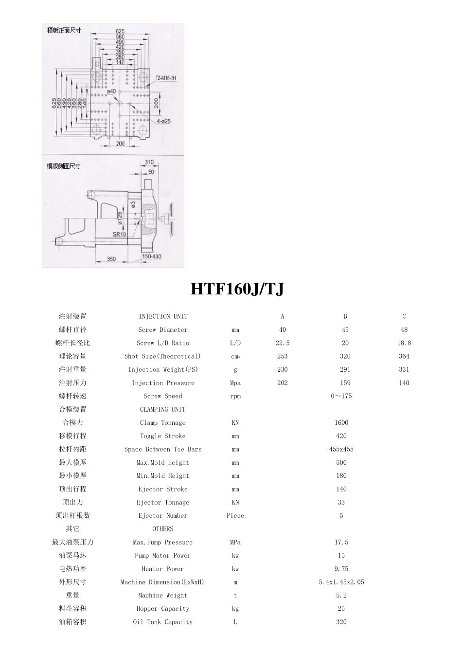 海天注塑机86T至1000T各机型参数_第3页