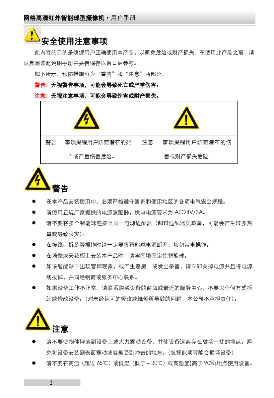 海康威视网络高清红外智能球操作手册V1.1.0_第3页