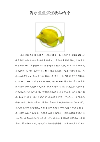 海水鱼鱼病症状与治疗