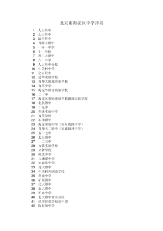 海淀区中学排名