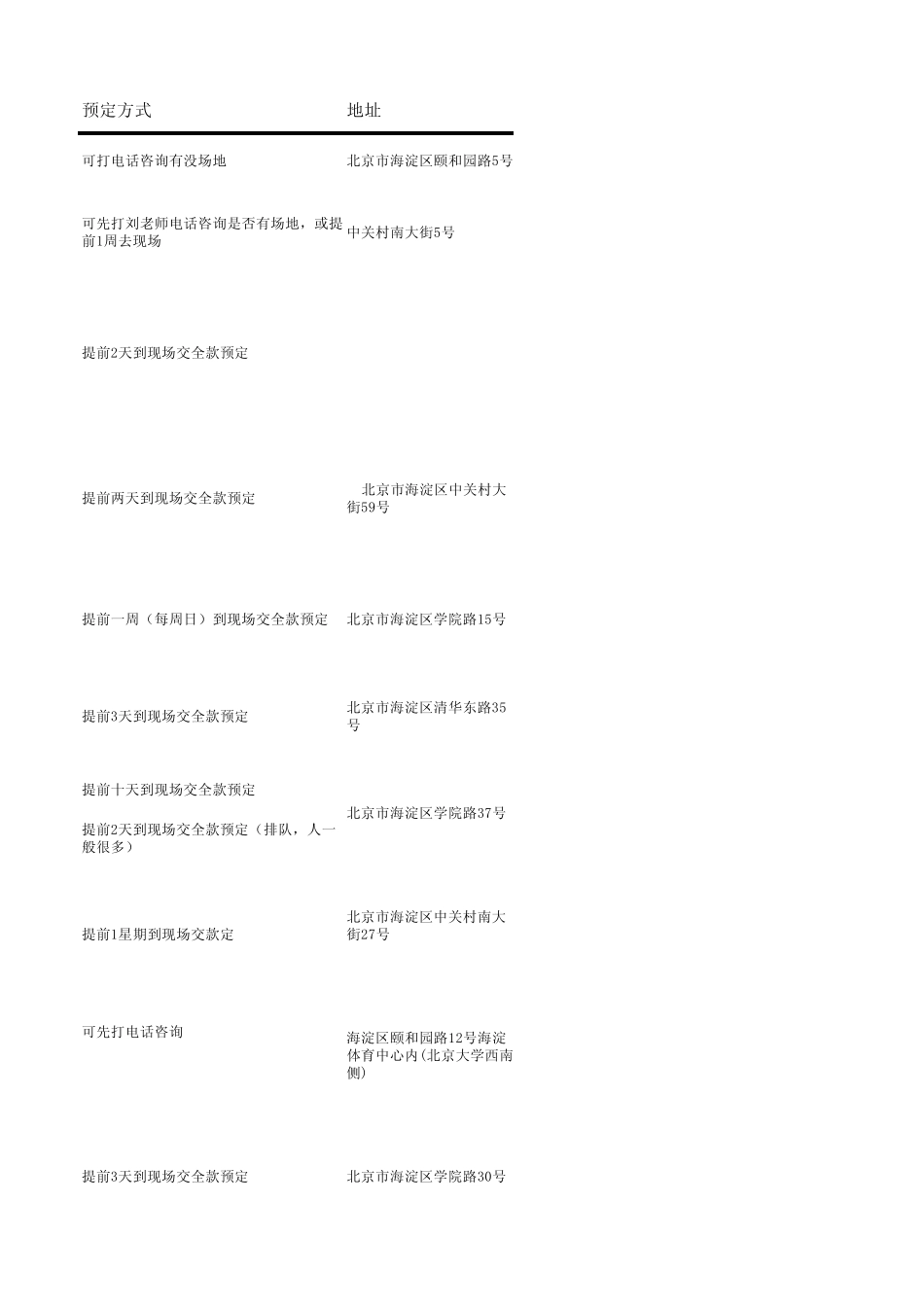 海淀区各体育馆场地电话价格_第3页