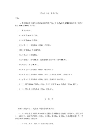 第六十九章陶瓷产品