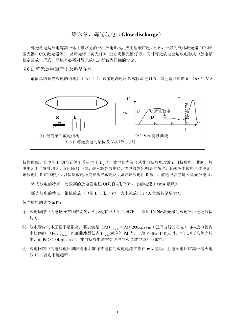 第六章、辉光放电(Glowdischarge)_第1页