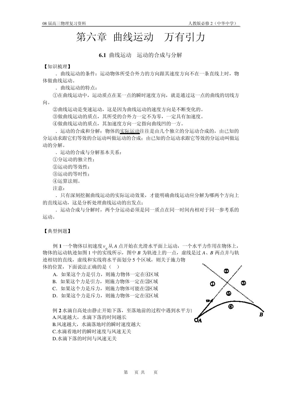 第六章曲线运动万有引力定律_第1页