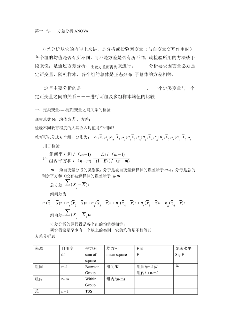 第十一讲方差分析ANOVA_第1页