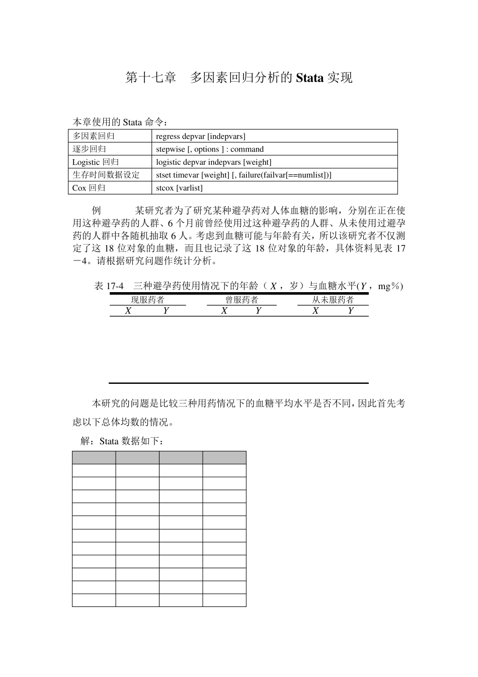 第十七章多因素回归分析的Stata实现_第1页