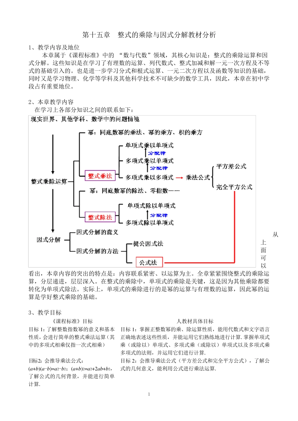 第十五章整式的乘除与因式分解教材分析_第1页