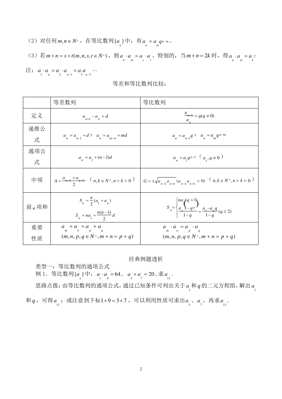 等比数列知识点总结与典型例题+答案_第2页