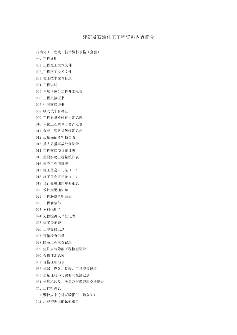 筑业石油化工工程资料软件内容简介_第1页