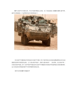 简单但管用：栅栏式屏蔽装甲