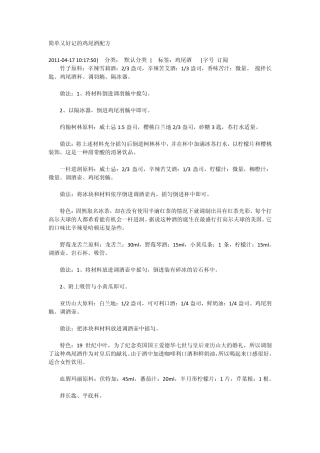 简单又好记的鸡尾酒配方