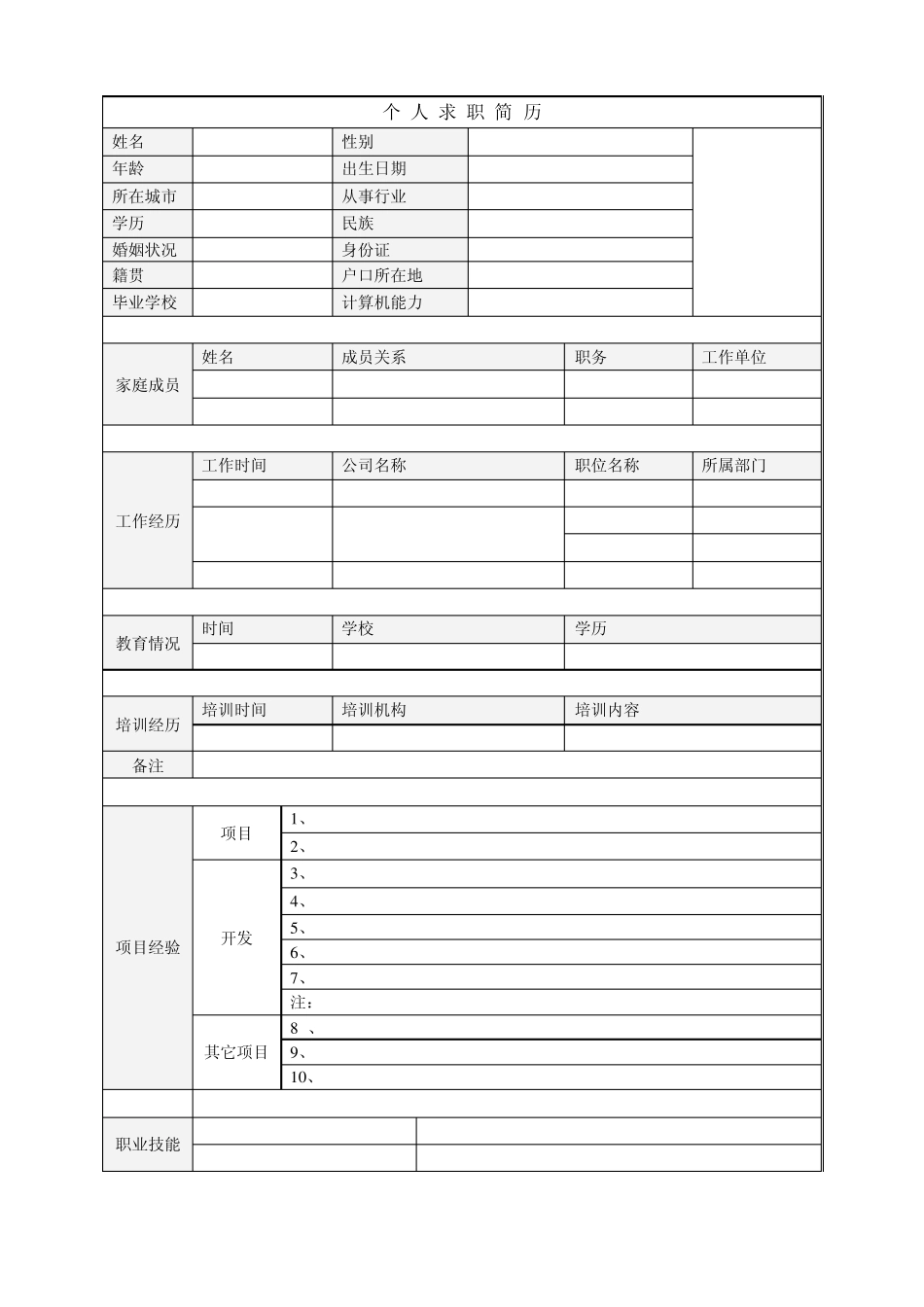 超强个人简历模板表格范本_第3页