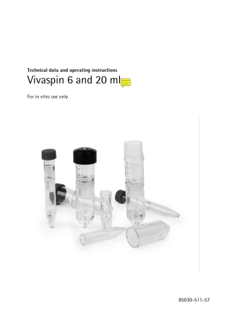 超滤离心管说明书Vivaspin6and20ml