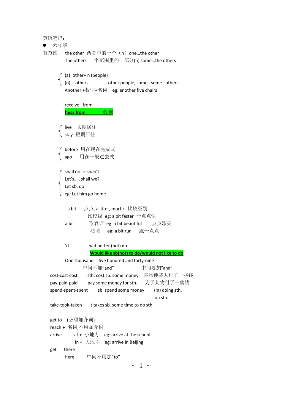 超详细六年级英文笔记_第1页