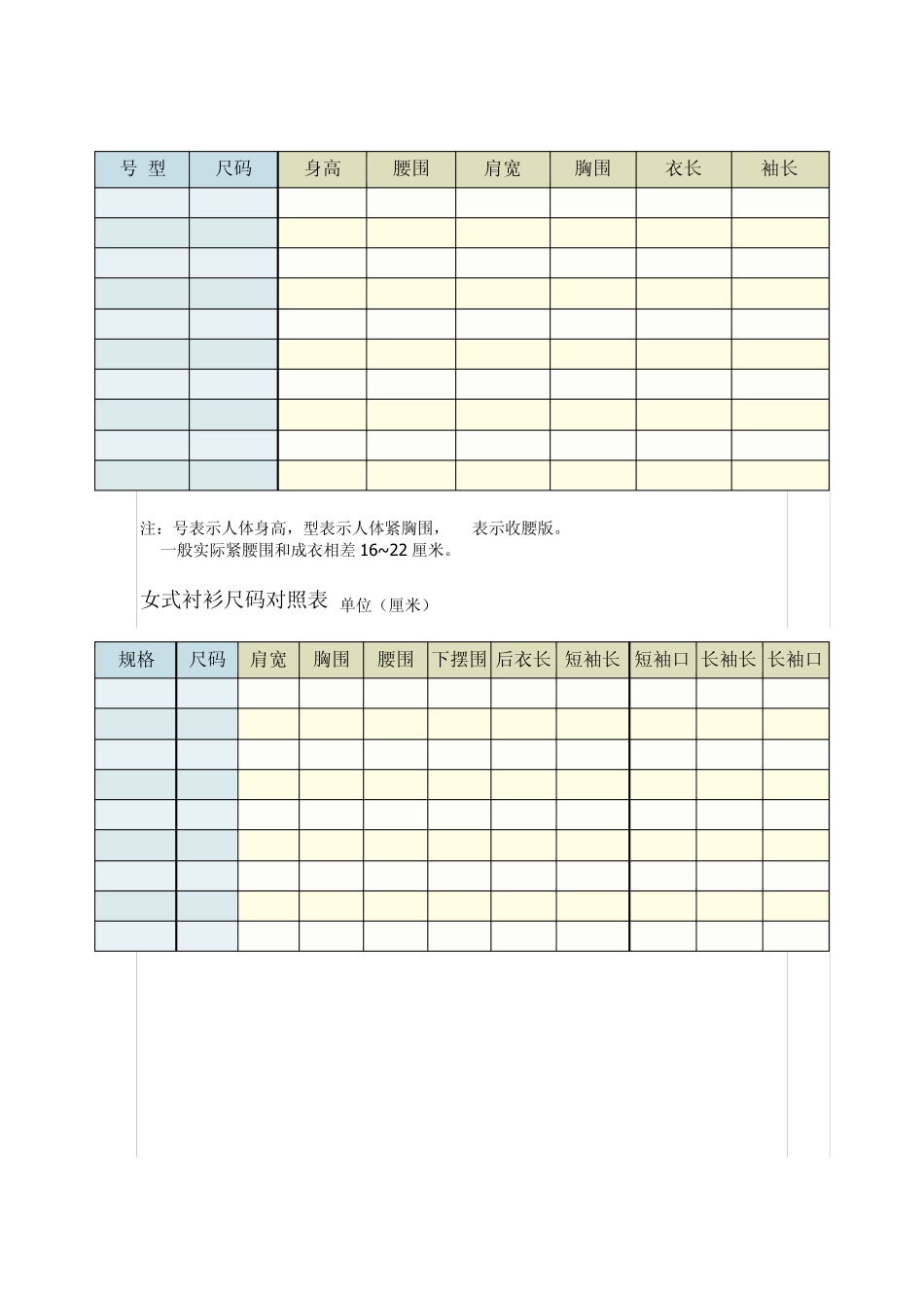 超详细各种衣服尺码_第1页