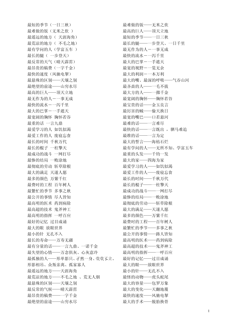 趣味语文—成语之最_第1页