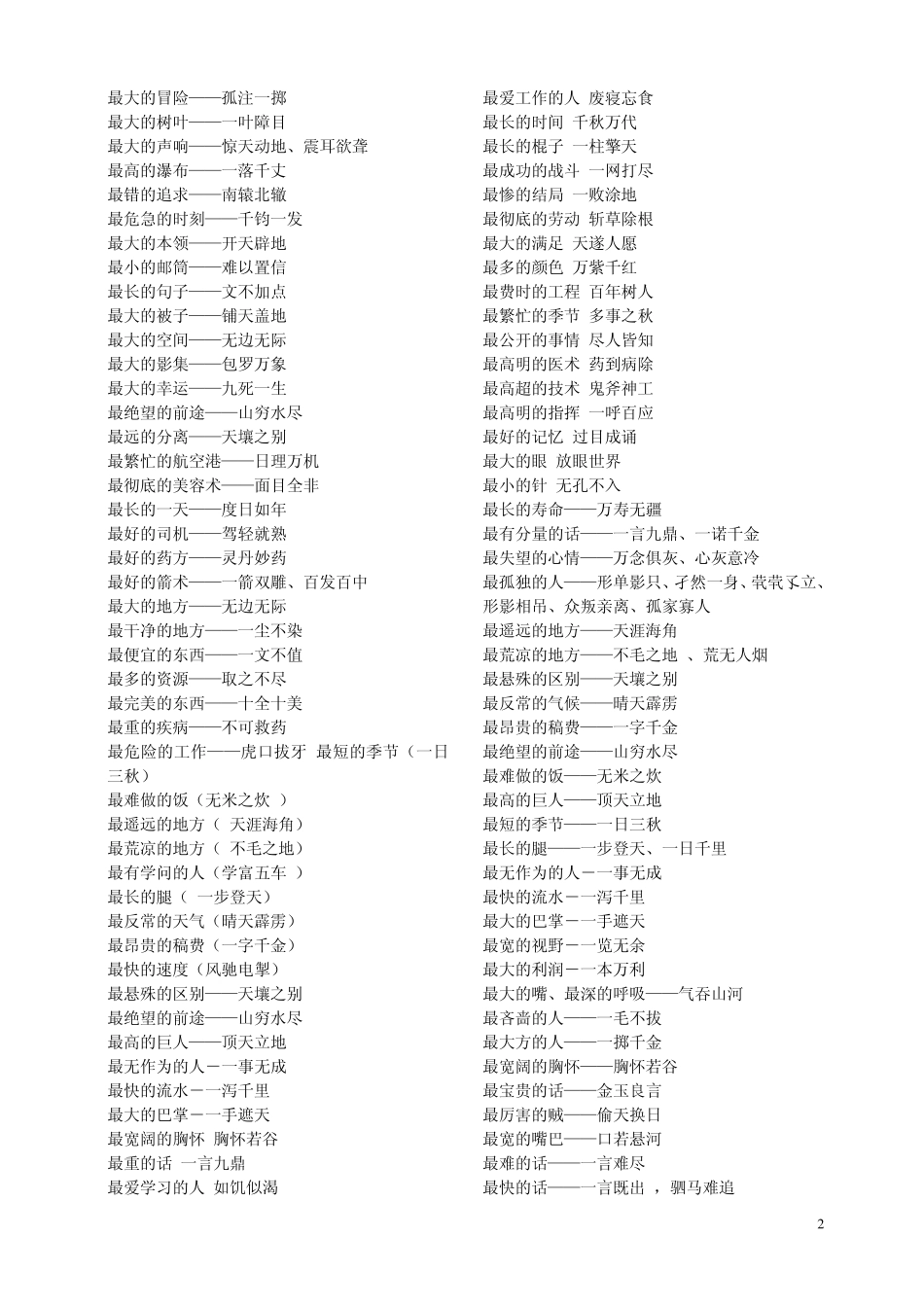 趣味语文—成语之最_第2页
