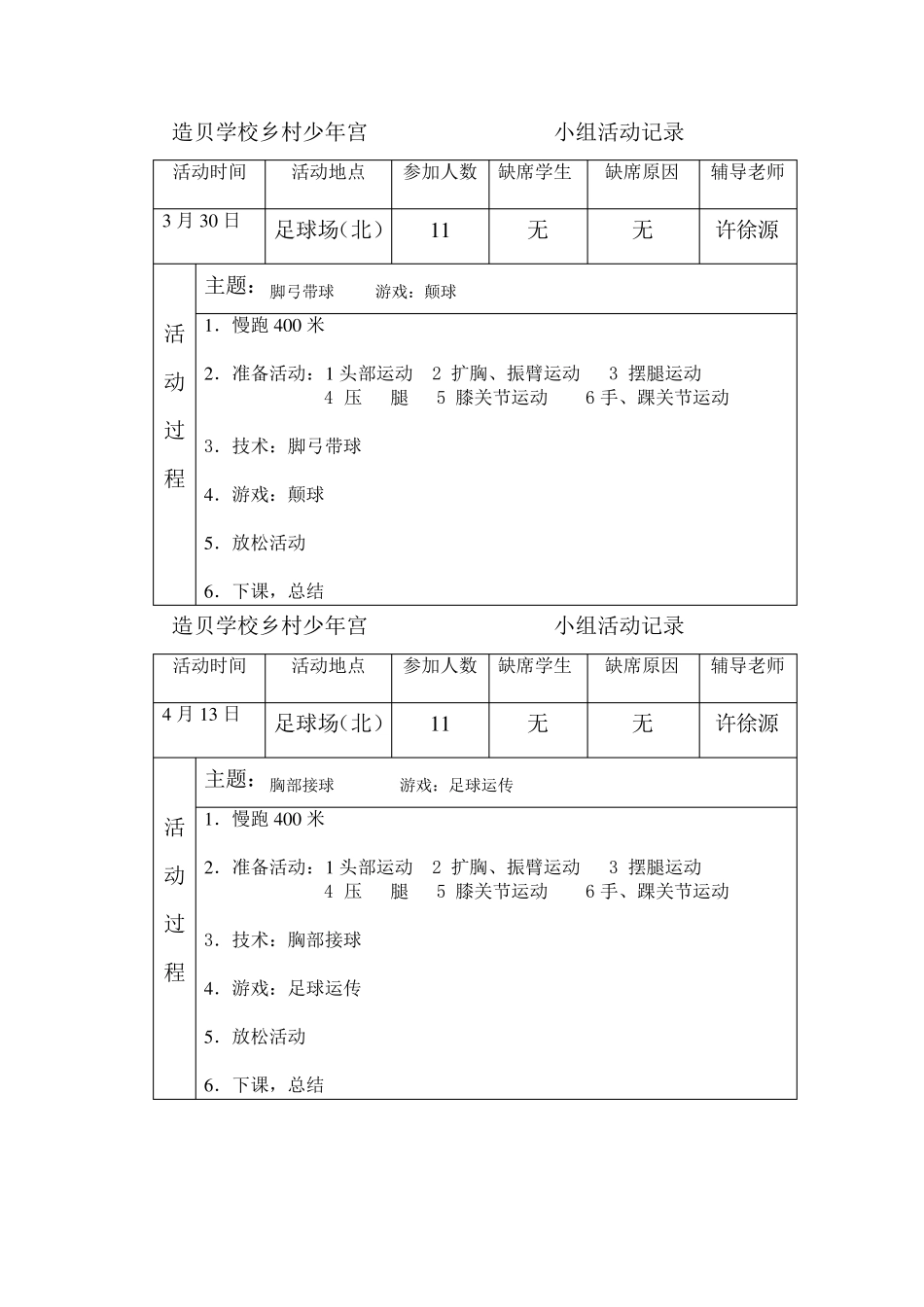 足球兴趣小组活动记录_第2页