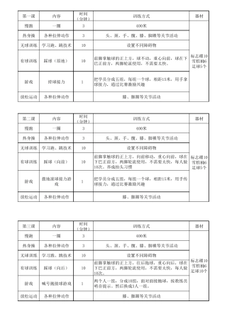 足球培训教案(20课时)