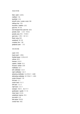 足球术语英文翻译