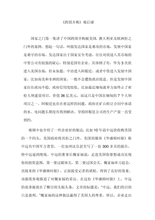 跨国并购观后感1