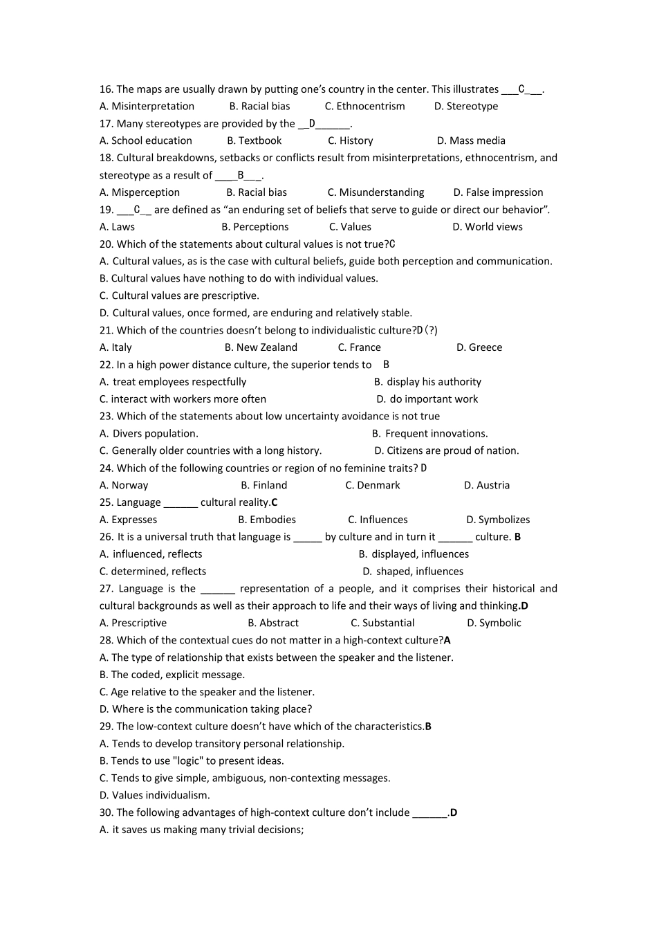 跨文化交际试题答案(附翻译)_第2页