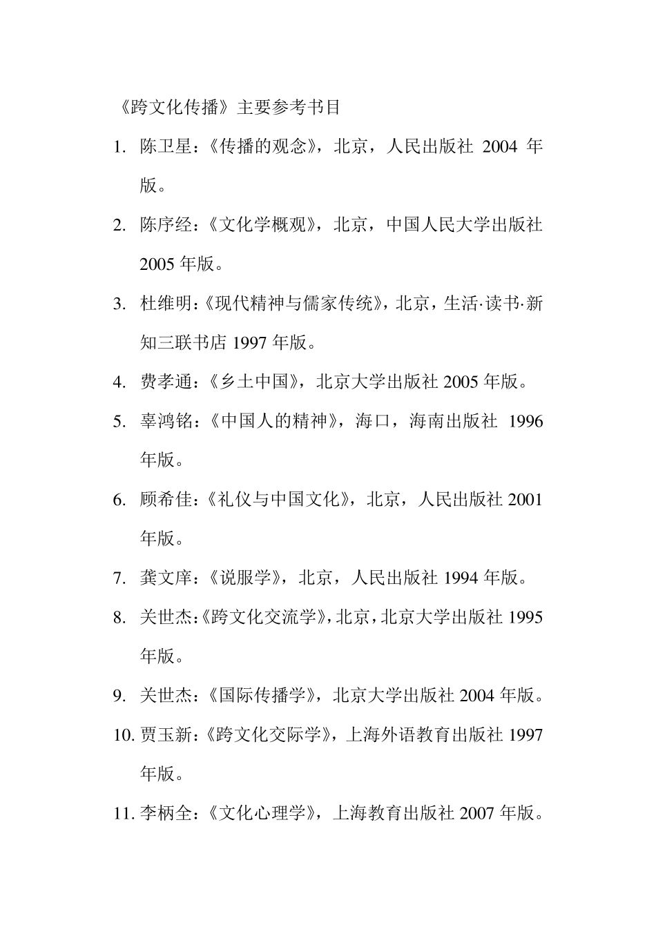 跨文化传播参考书目_第1页