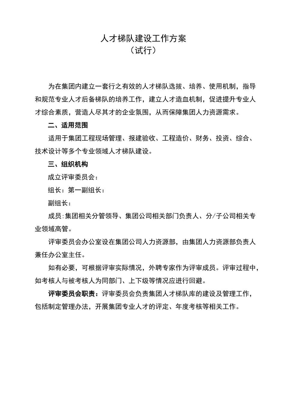 人才梯队建设工作方案_第1页