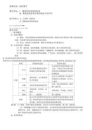 人体免疫调节教案
