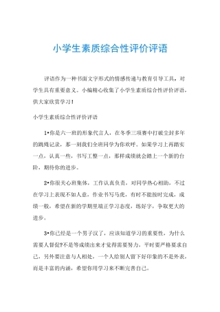 小学生素质综合性评价评语