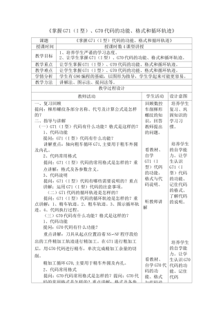 掌握G71Ⅰ型G70代码的功能格式和循环轨迹