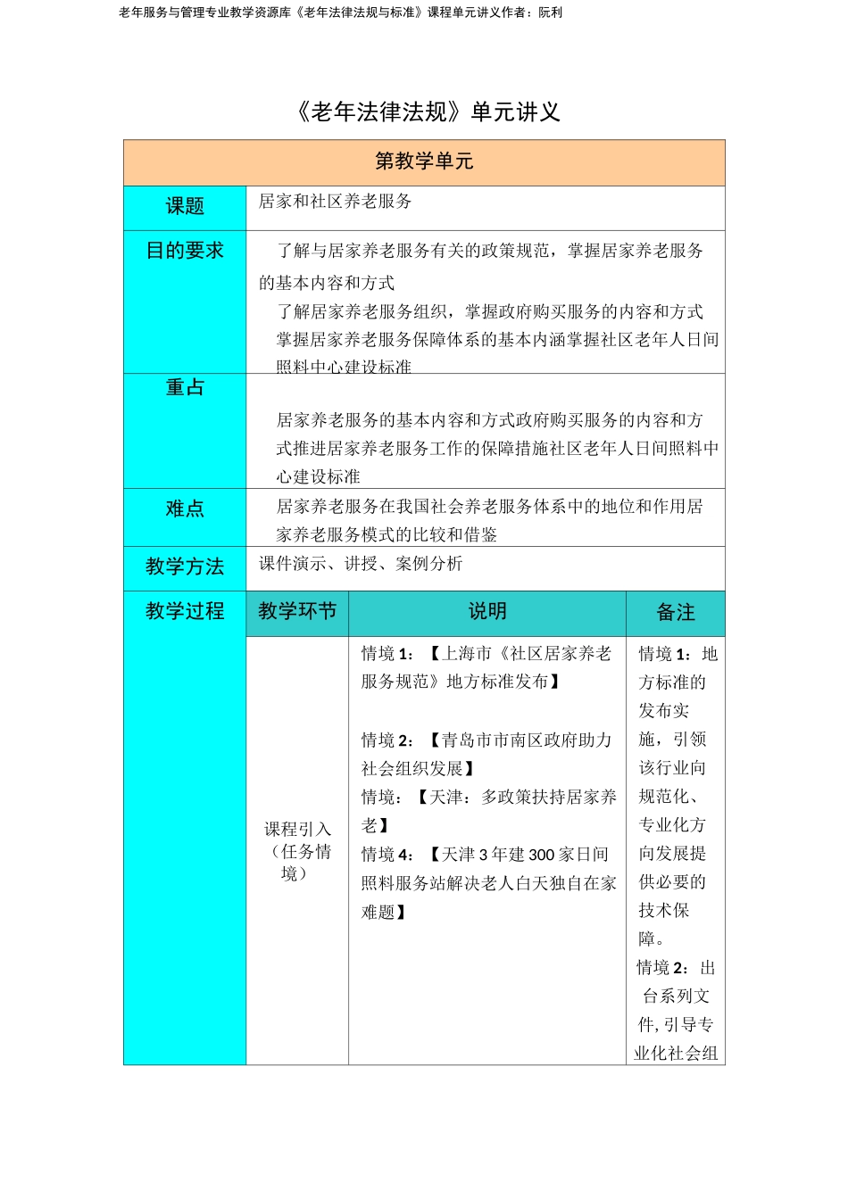 居家社区养老服务单元讲义_第1页
