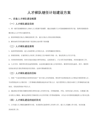 人才梯队-继任计划-建设方案