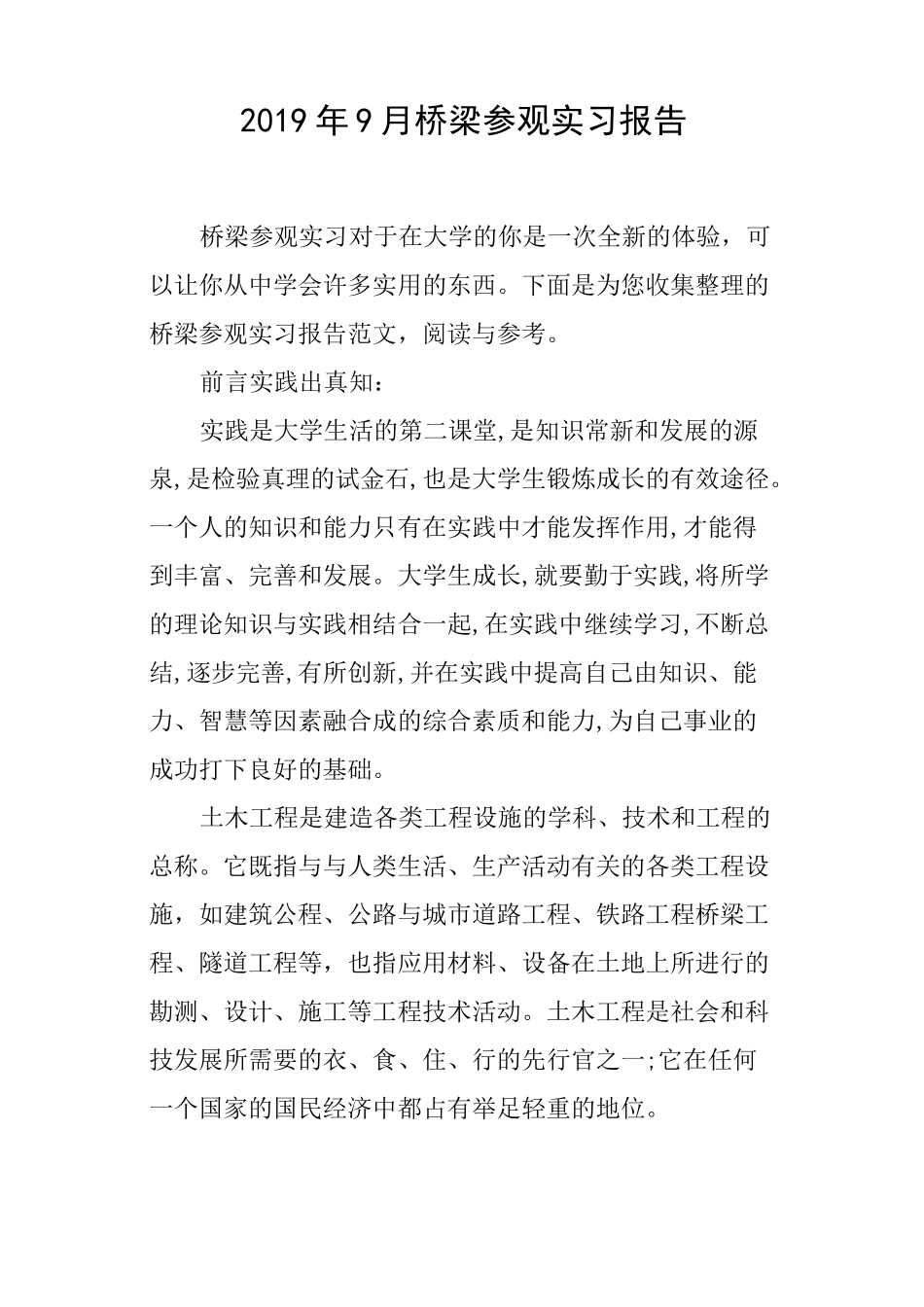 桥梁参观实习报告_第1页