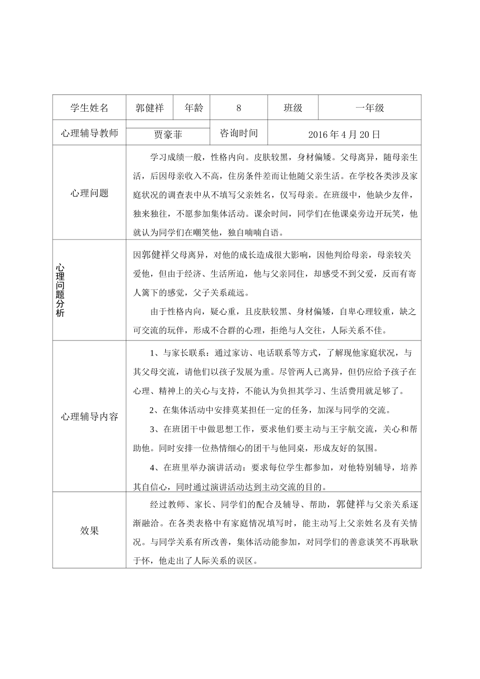 学生心理辅导记录表_第1页