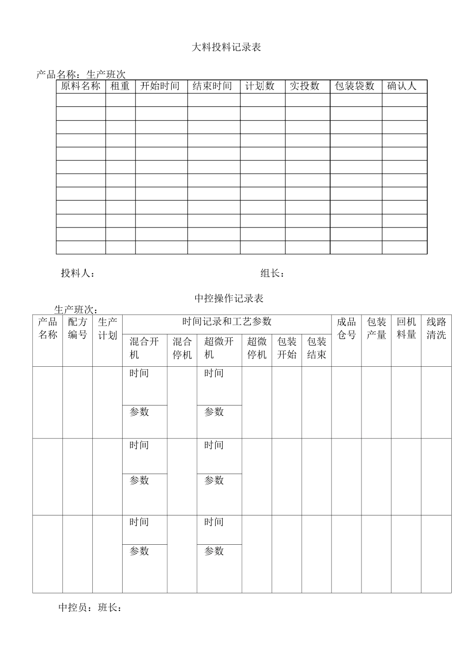 饲料企业生产过程记录表_第2页