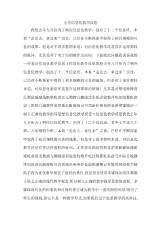 小学信息化教学反思