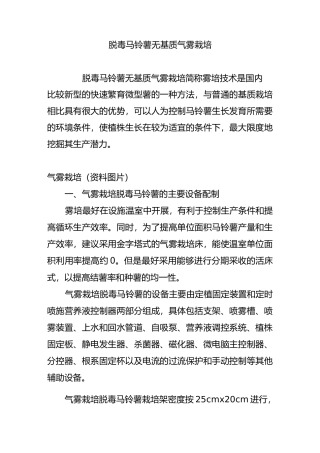 脱毒马铃薯无基质气雾栽培