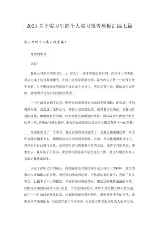 2023关于实习生的个人实习报告模板汇编七篇