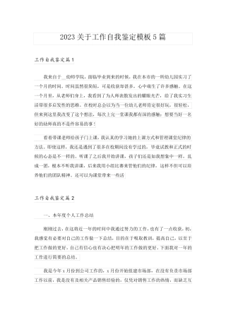 2023关于工作自我鉴定模板5篇